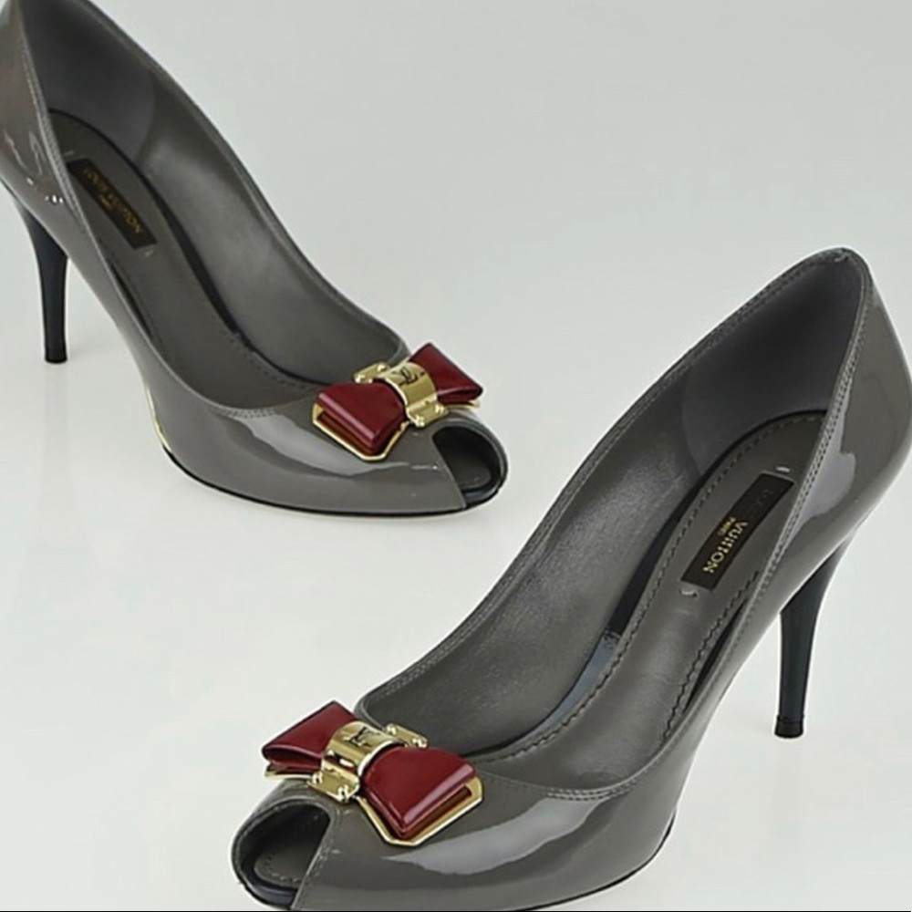 Louis Vuitton patent leather Lou Peep Toe Pumps